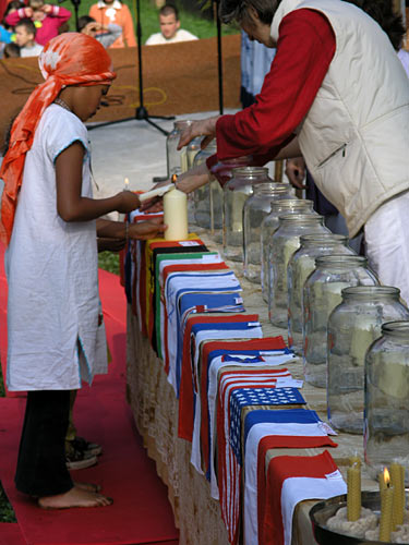 The opening act: kindling candles for each participating country