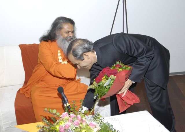 His Holiness Swamiji and Mr Kurana, Indian Embassy Second Secretary 